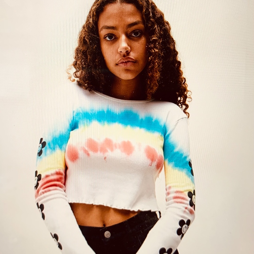 PACSUN Los Angeles RAINBOW FLORAL TEE, S